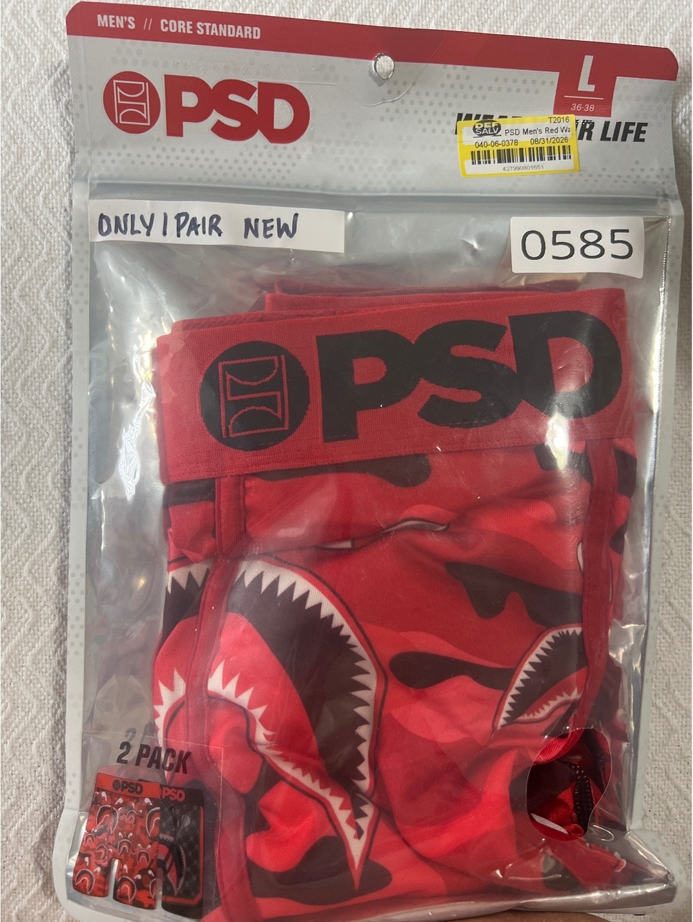 PSD Men's Core Standard Red Shark Print Boxer Briefs 1 pair  Size L [COPY]